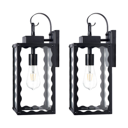18" Matte Black Outdoor Wall Light with Clear Glass