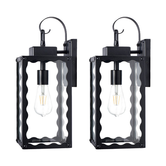 18" Matte Black Outdoor Wall Light with Clear Glass