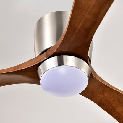 52" Nickel Flush Mount Wood Ceiling Fan with Remote - view 15