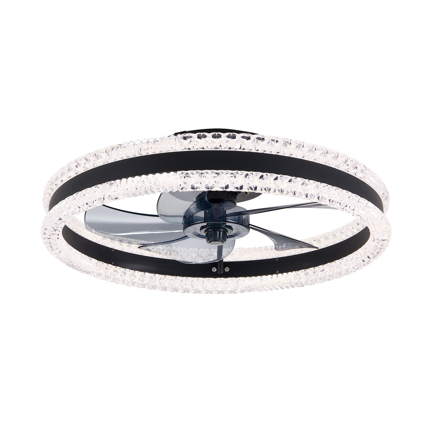20" Black Double Ring Flush Mount Ceiling Fan with Remote - view 9