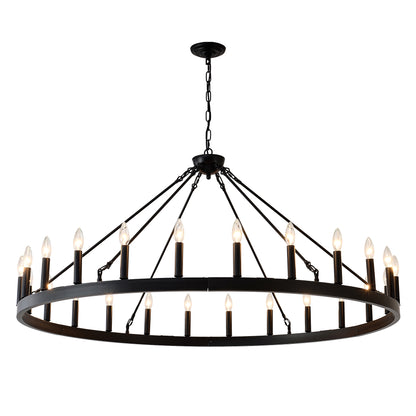 53" Matte Black Wagon Wheel Chandelier, 24-Light - view 12