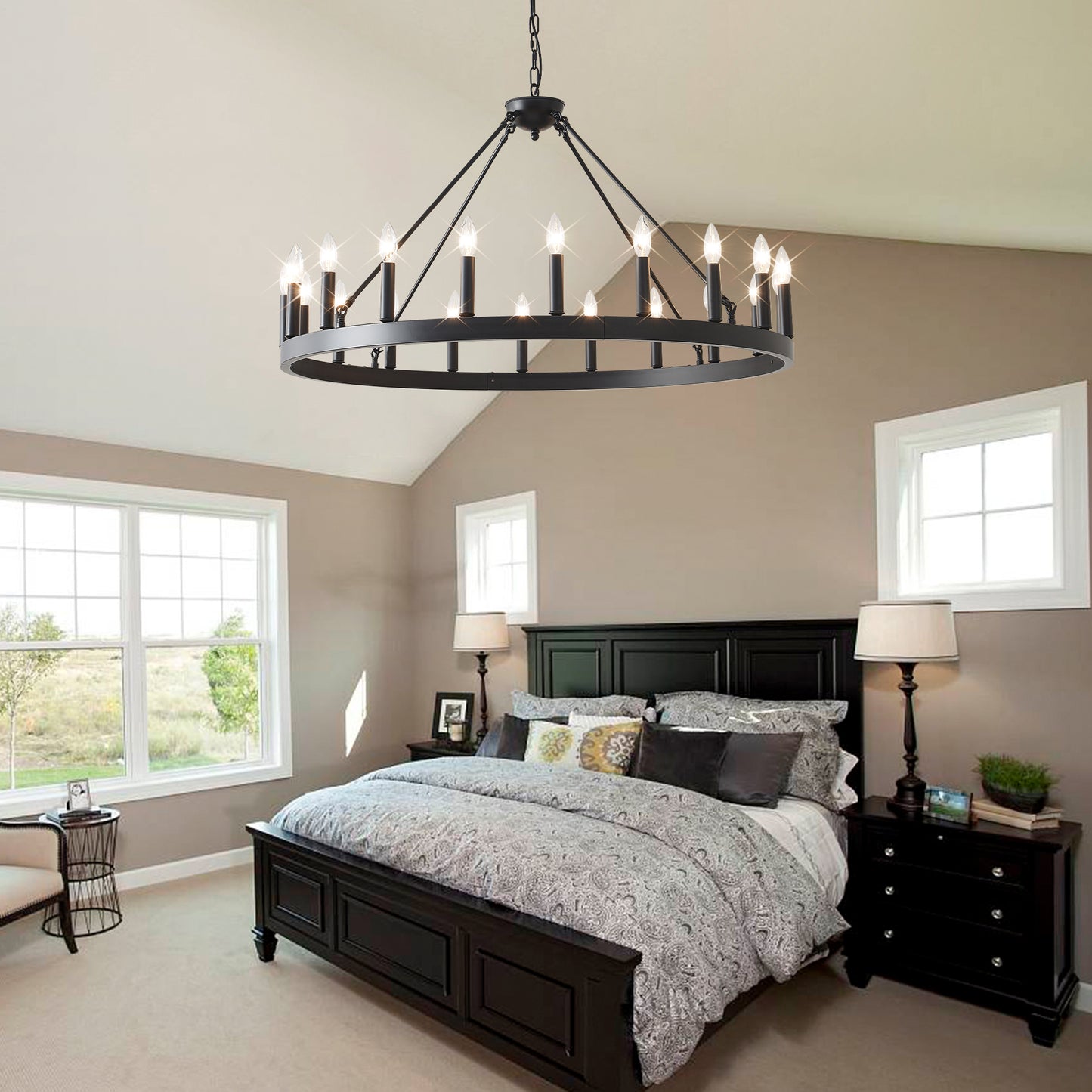 39.4" 20-Light Wagon Wheel Farmhouse Chandelier - view 8