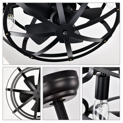 20.63" Matte Black Caged Ceiling Fan with Light - view 15