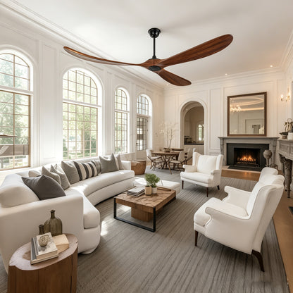 88" Matte Black Solid Wood Ceiling Fan with Remote - view 12
