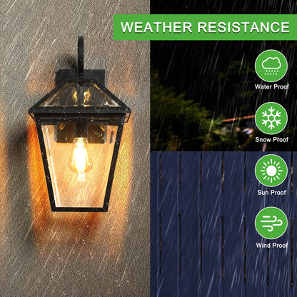 10" Black Outdoor Wall Lantern with Clear Glass, Set of 2 - view 5