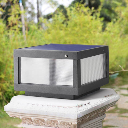 12" Black Solar LED Outdoor Post Cap Light