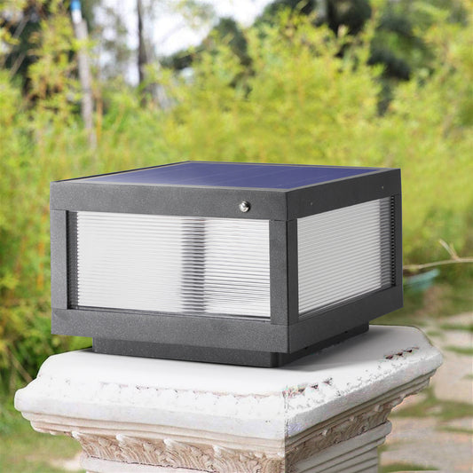 12" Black Solar LED Outdoor Post Cap Light