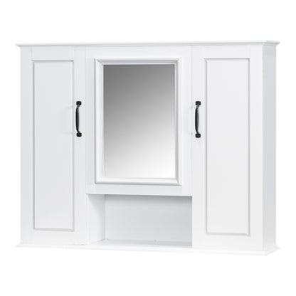 36" White Wall-Mounted Medicine Cabinet with Mirror and 3 Doors
