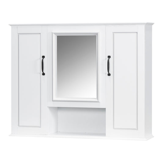 36" White Wall-Mounted Medicine Cabinet with Mirror and 3 Doors