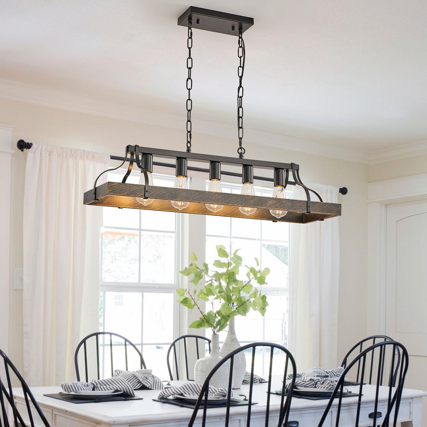 34" Black & Gold Vintage 5-Light Chandelier - view 5