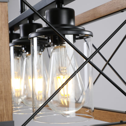 32" 5-Light Walnut Farmhouse Rectangle Chandelier - view 4