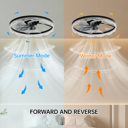 24" Black Acrylic Ring Ceiling Fan with Dimmable LED - view 4