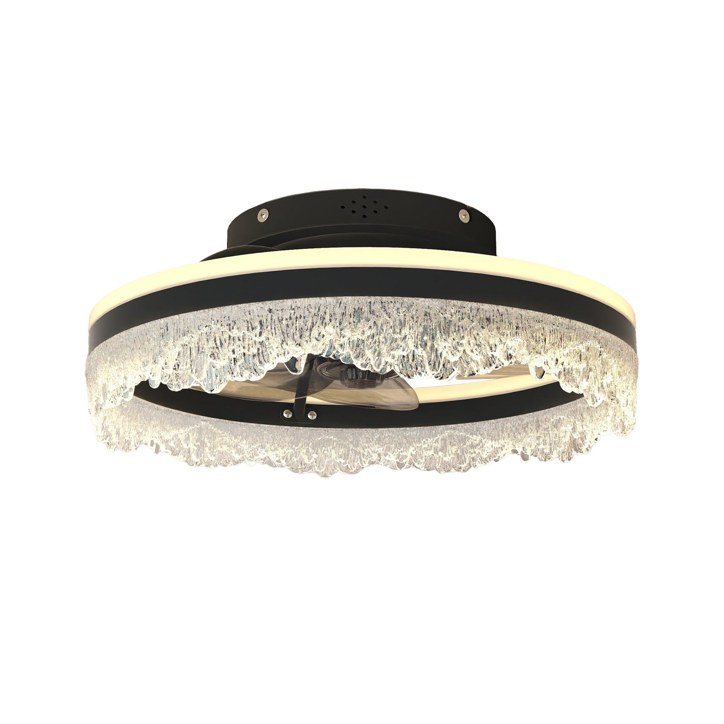 16" Black Crystal Flush Mount Ceiling Fan with LED - view 9