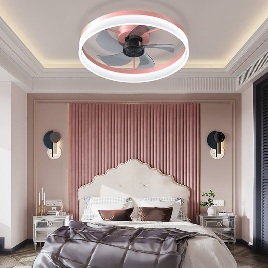 Pink Low Profile Ceiling Fan with Dimmable LED - view 2