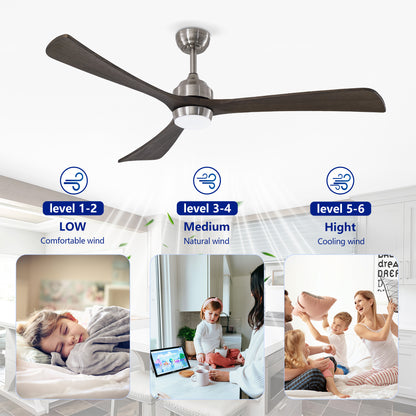 62" Satin Nickel Solid Wood Ceiling Fan with Light & Remote - view 12