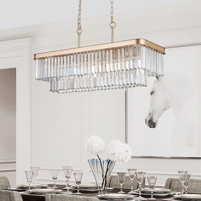 Gold Rectangular Crystal Farmhouse Chandelier - view 5