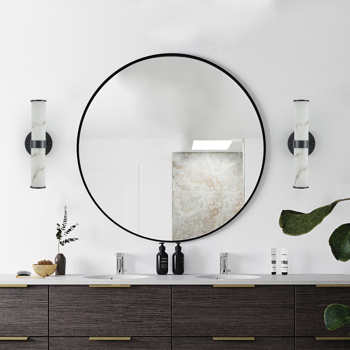 Marble Texture Wall Light with Black Frame, Set of 2 - view 3
