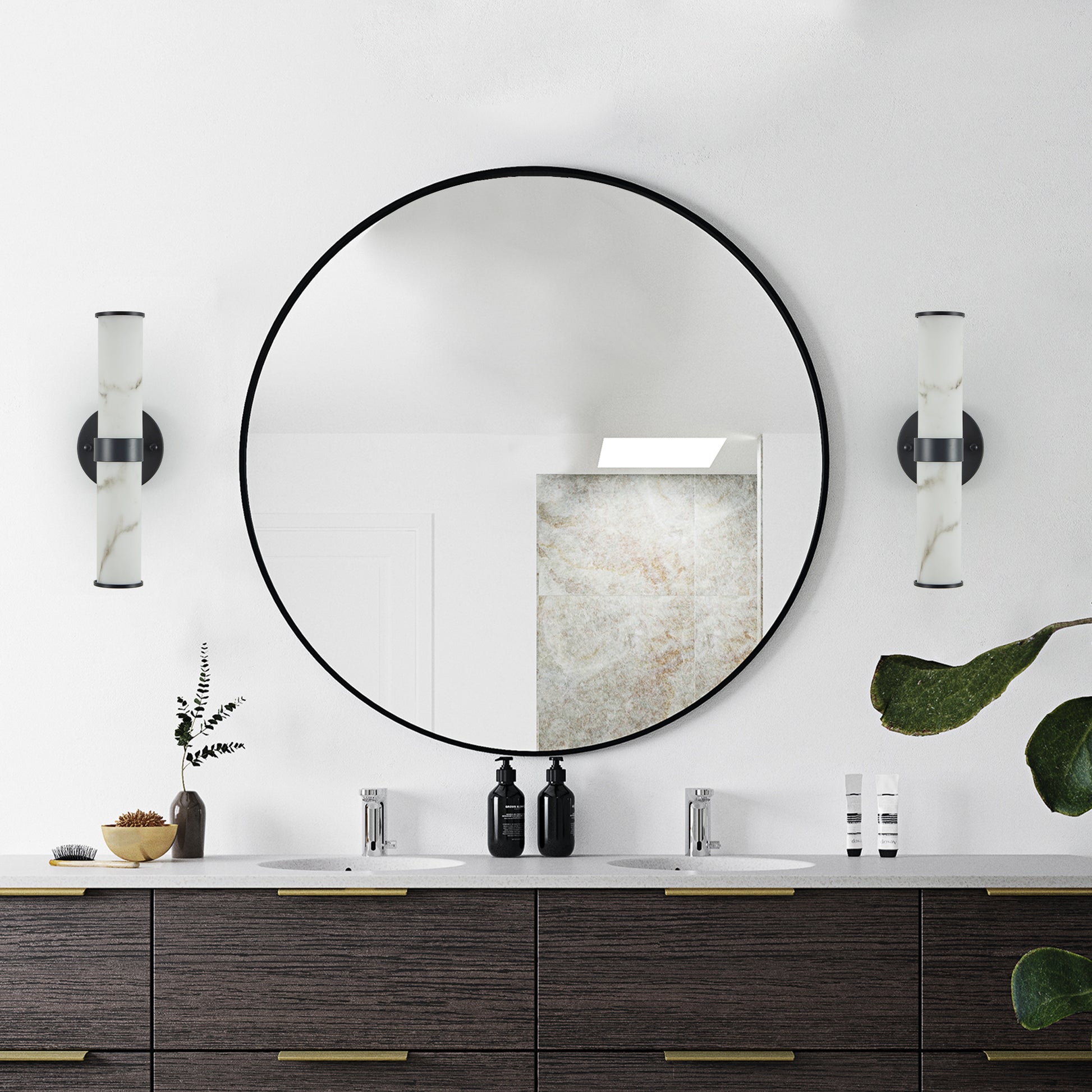 Marble Texture Wall Light with Black Frame, Set of 2 - view 3