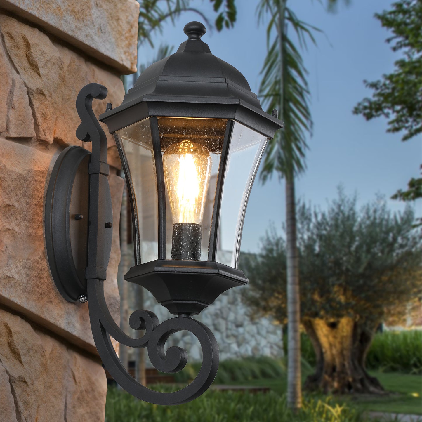 Vintage Black Metal Outdoor Wall Lantern