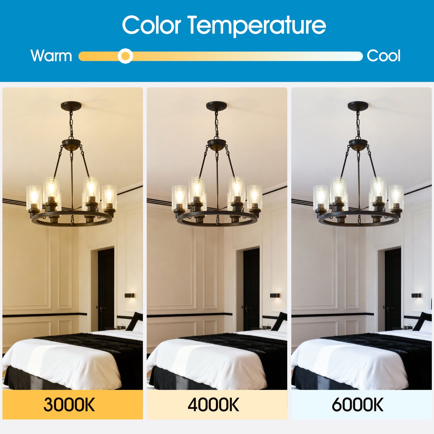 6-Light Matte Black Wagon Wheel Chandelier - view 7