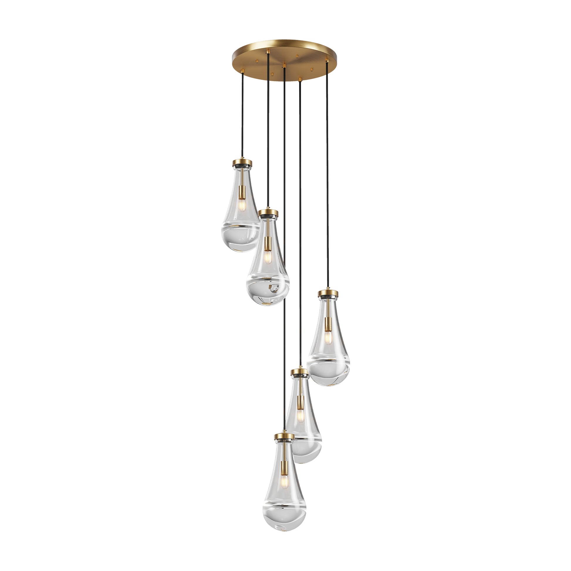 5-Light Brass Cluster Pendant Chandelier - view 12