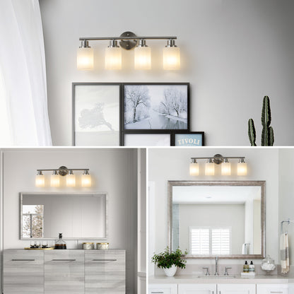 24" 4-Light Brushed Nickel Vanity Light with Frosted Glass - view 6