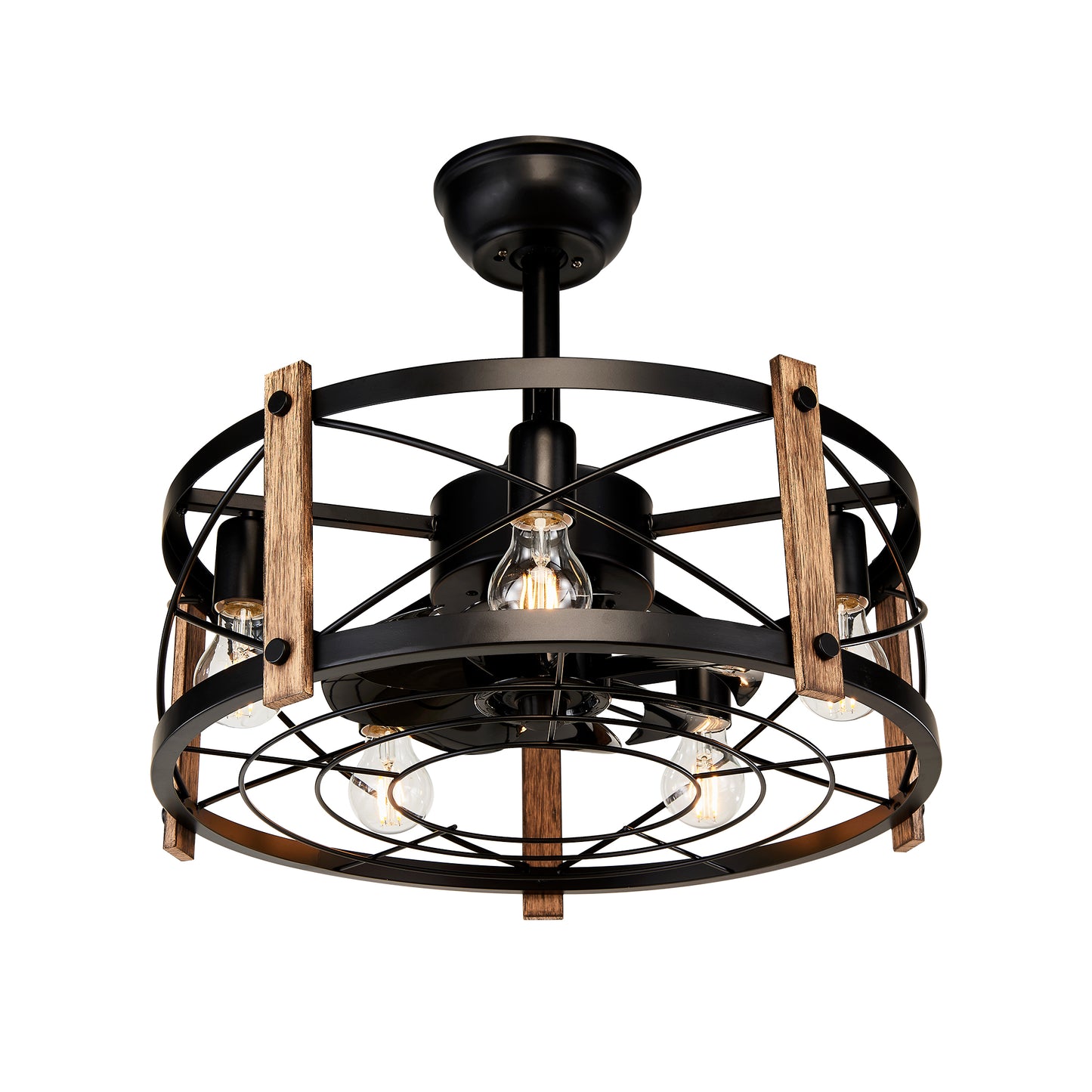 20" Matte Black Caged Chandelier Ceiling Fan with Remote - view 19