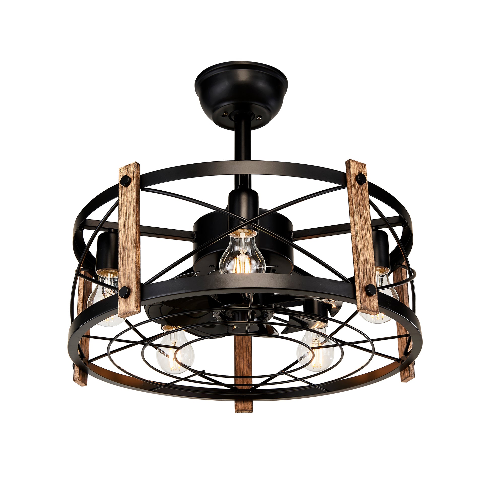 20" Matte Black Caged Chandelier Ceiling Fan with Remote - view 19