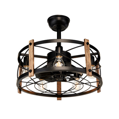 20" Matte Black Caged Chandelier Ceiling Fan with Remote - view 19