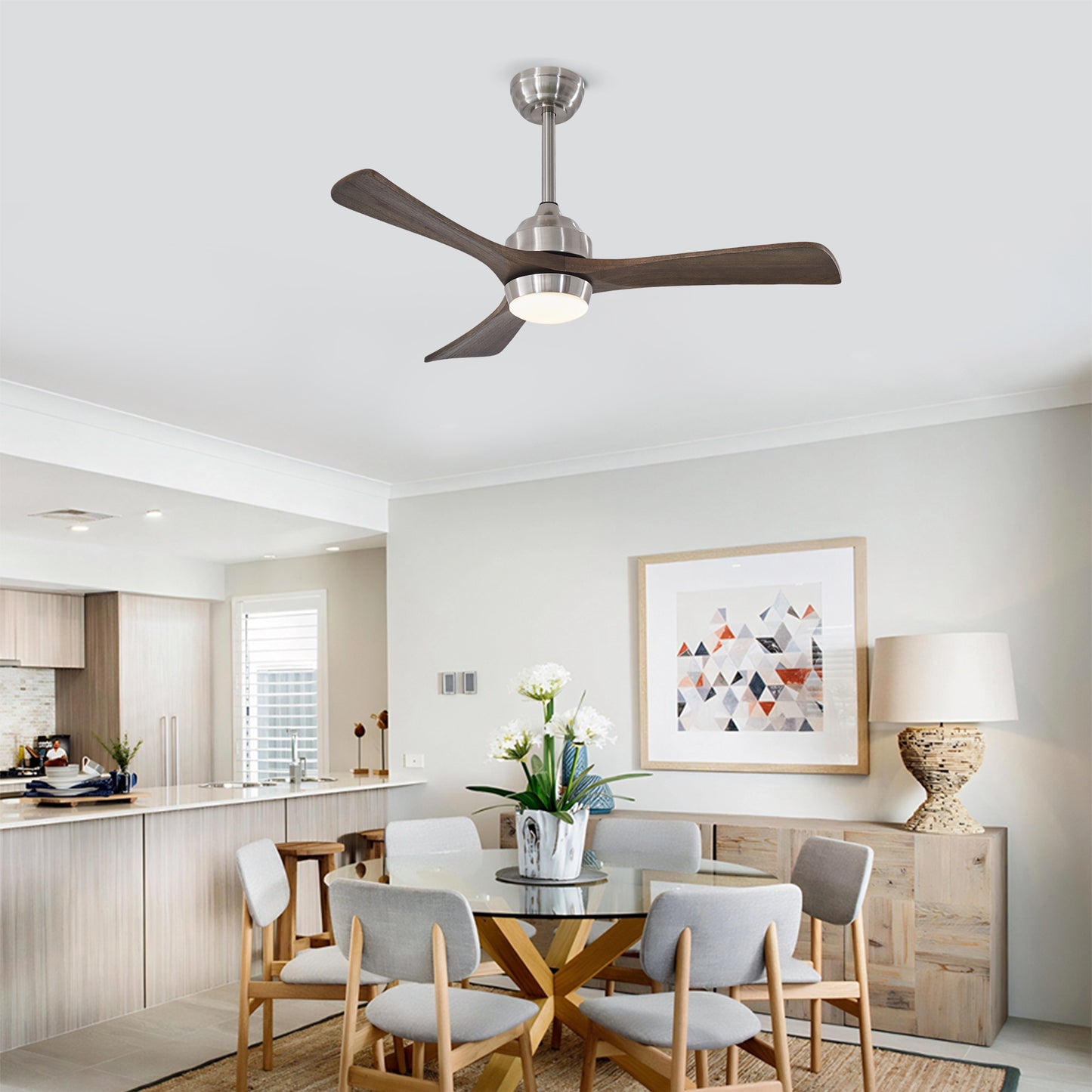 42" Nickel Solid Wood Ceiling Fan with Remote - view 3