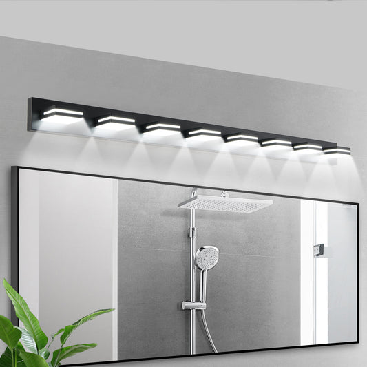 8-Light Black LED Bathroom Vanity Light
