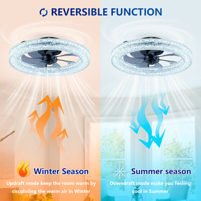 Matte Black Acrylic Ice Brick Ceiling Fan with Dimmable LED - view 10