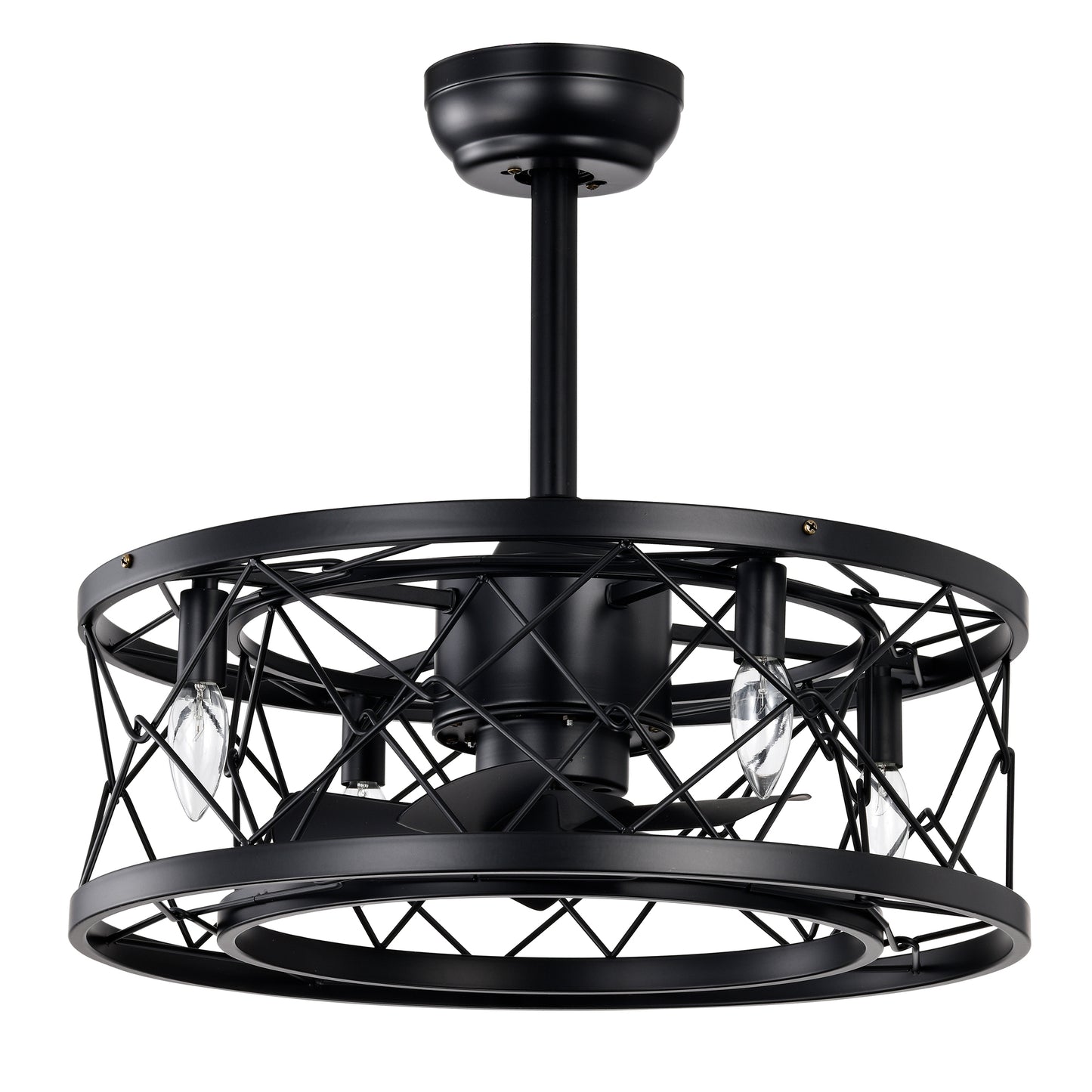 20" Matte Black Modern Enclosed Ceiling Fan - view 3