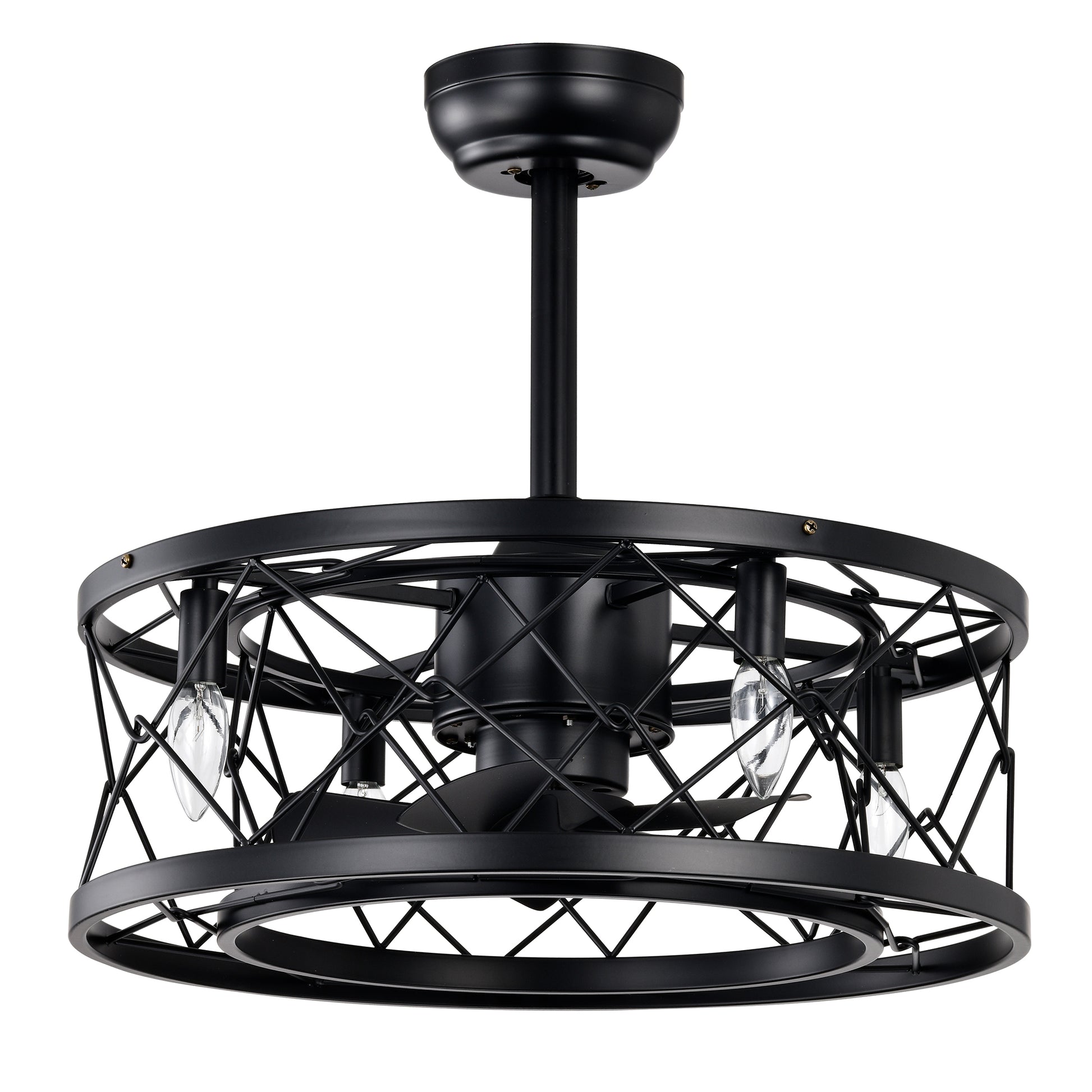 20" Matte Black Modern Enclosed Ceiling Fan - view 3