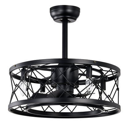 20" Matte Black Modern Enclosed Ceiling Fan - view 3