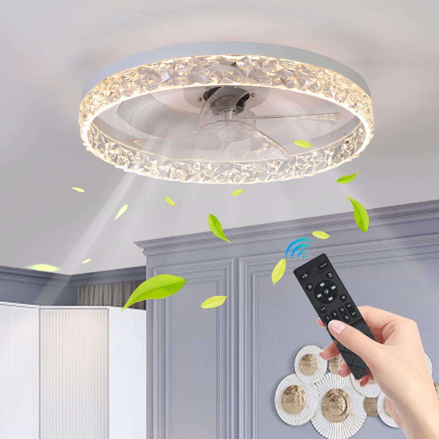 White Crystal Fan Light