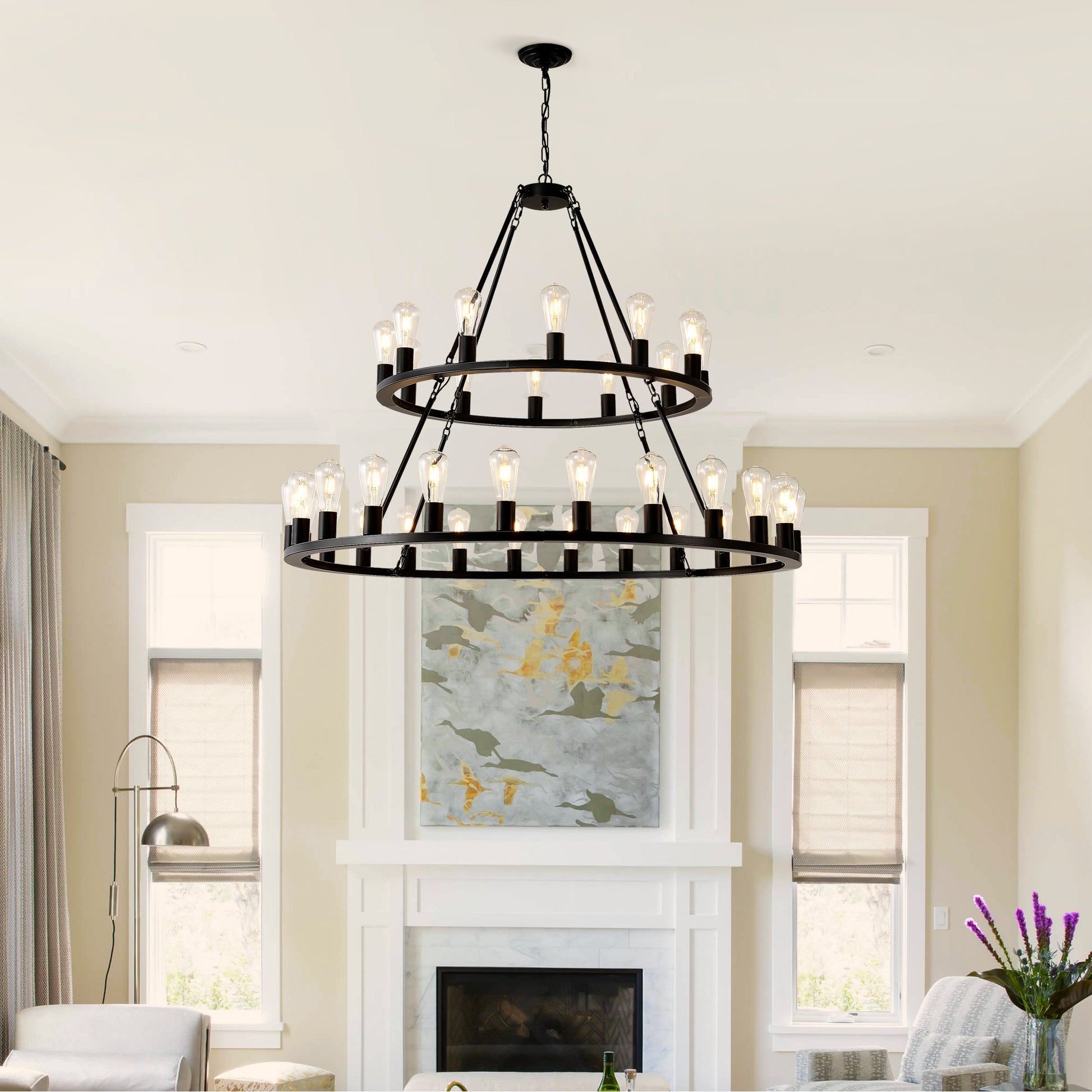 52" 2-Tier Wagon Wheel Farmhouse Chandelier, 36-Light - view 5