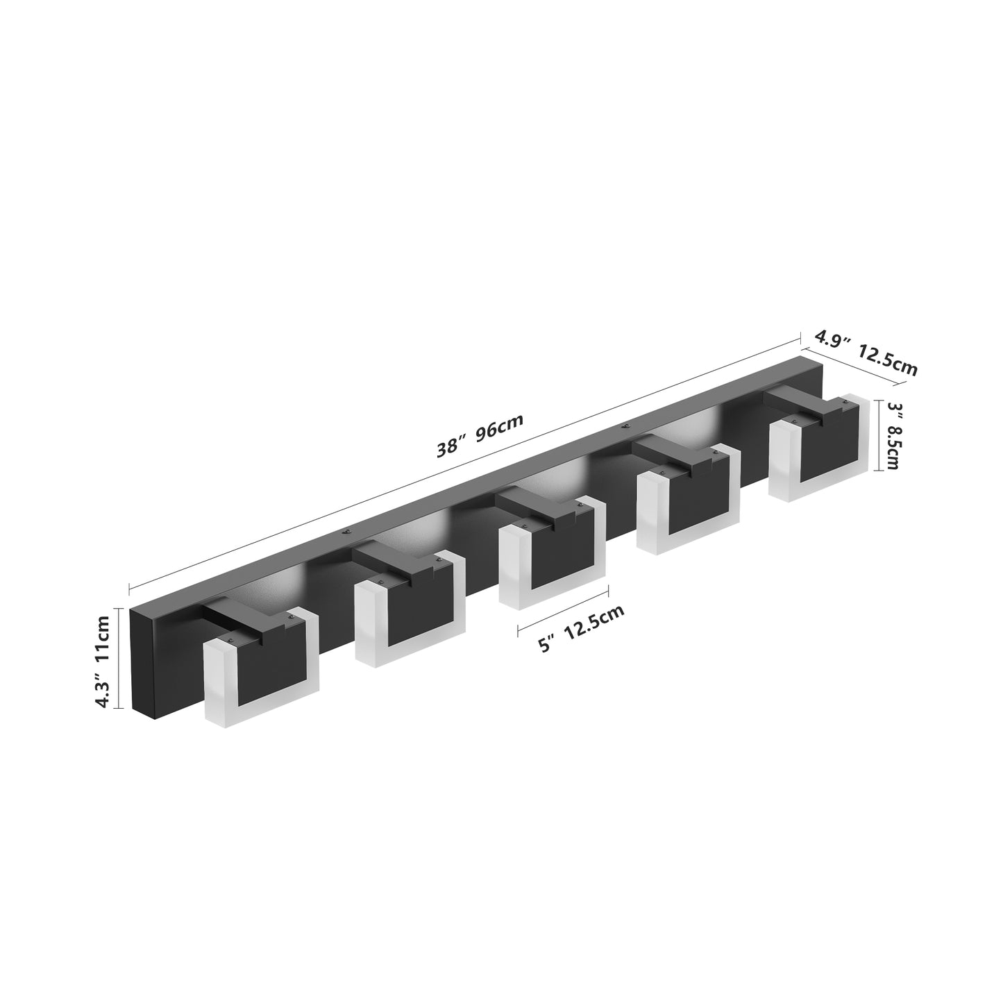5-Light Black Up & Down LED Vanity Light - view 7