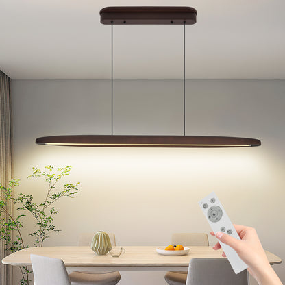 39" Walnut Wood LED Pendant Light with Remote - view 4