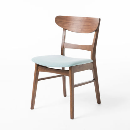 Set of 2 Walnut Mid-Century Dining Chairs with Mint Seat