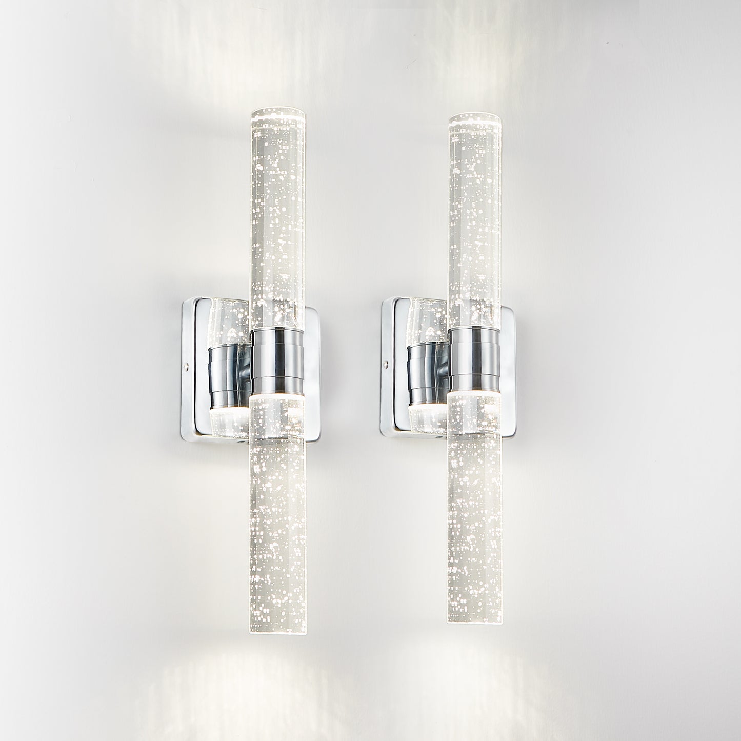 2-Light Chrome Bubble Crystal Wall Light, 17"H - view 10