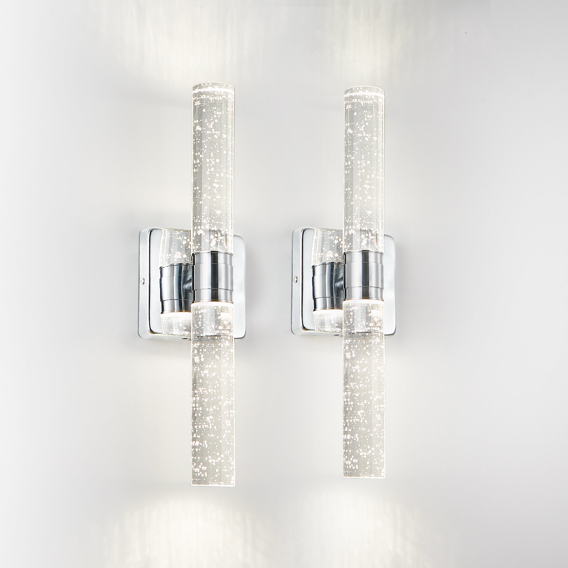 2-Light Chrome Bubble Crystal Wall Light, 17"H - view 10