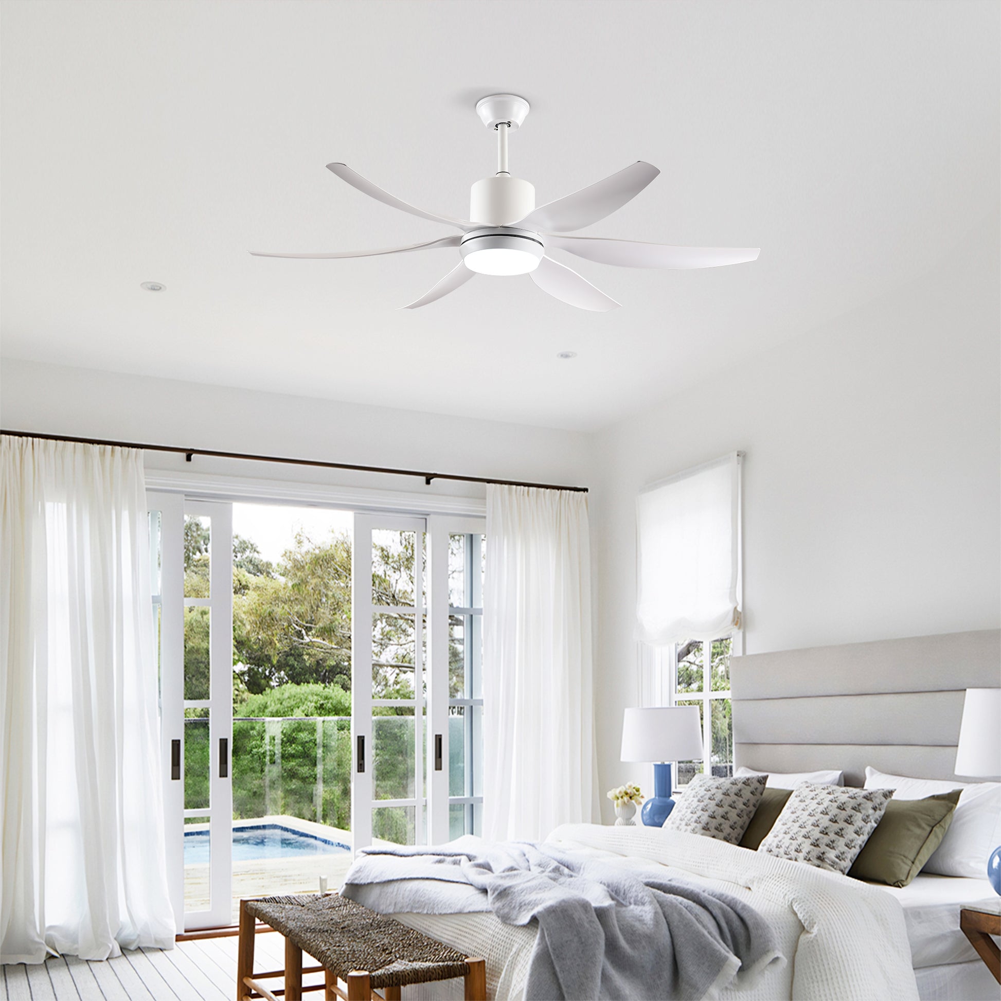 56" White 6-Blade Ceiling Fan with Remote - view 4