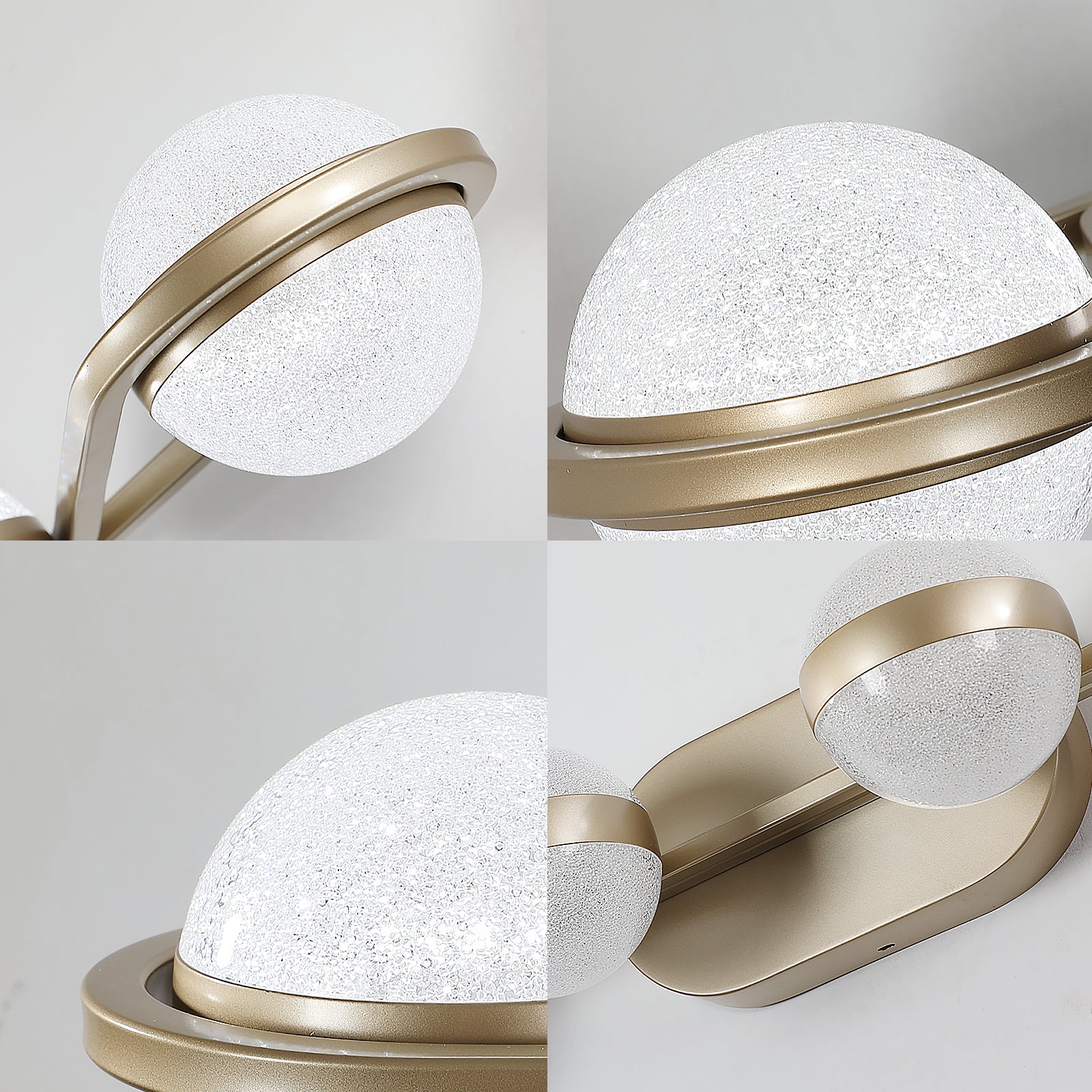 43" 6-Light Gold LED Vanity Light with Crystal Sand Shades - view 7