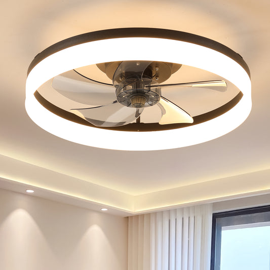 20" Black Low Profile Ceiling Fan with Dimmable LED
