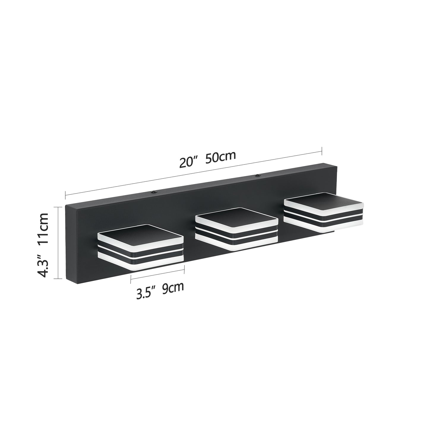 3-Light Matte Black Up & Down LED Vanity Wall Light - view 8