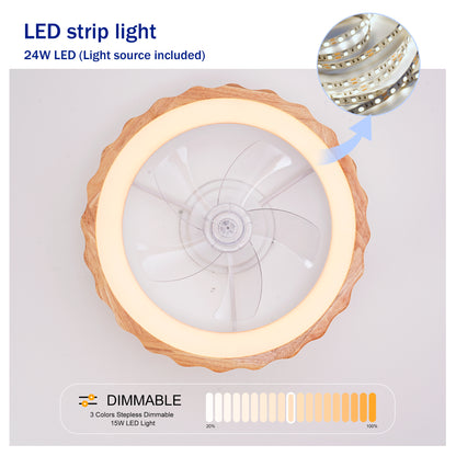 20" Plum Blossom Flush Mount Ceiling Fan with Dimmable LED - view 8