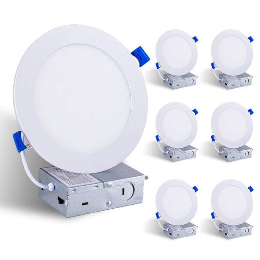 6" White Ultra-Thin LED Recessed Light, 6-Pack