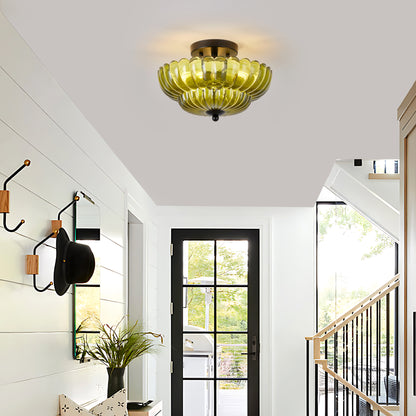 3-Light Green Glass Semi Flush Mount Ceiling Light - view 2
