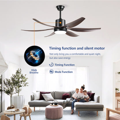 56" Matte Black 6-Blade Ceiling Fan with Remote - view 8